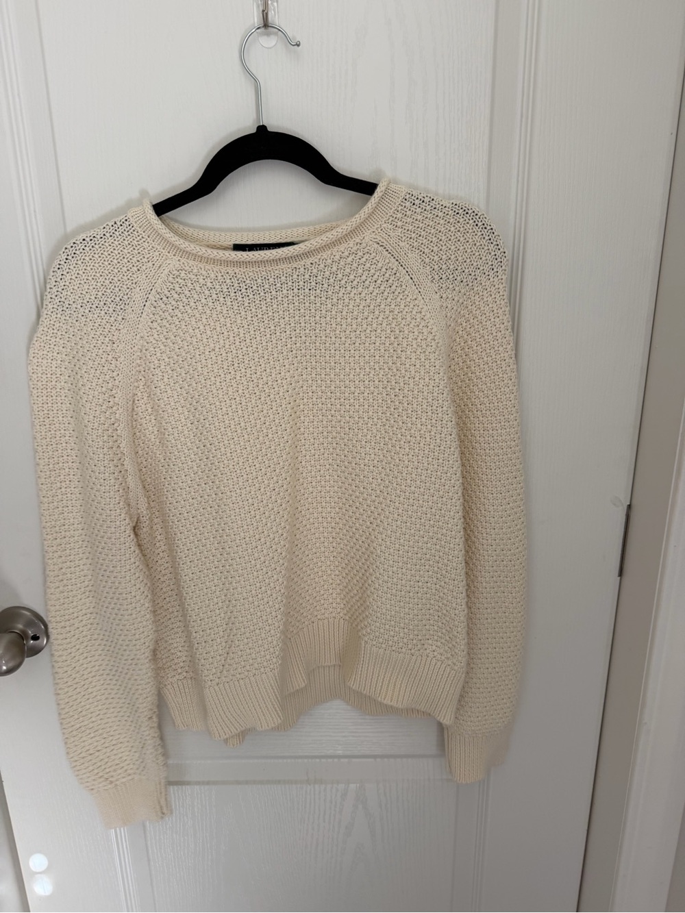 Ralph Lauren Cream Open-Knit Crewneck Sweater